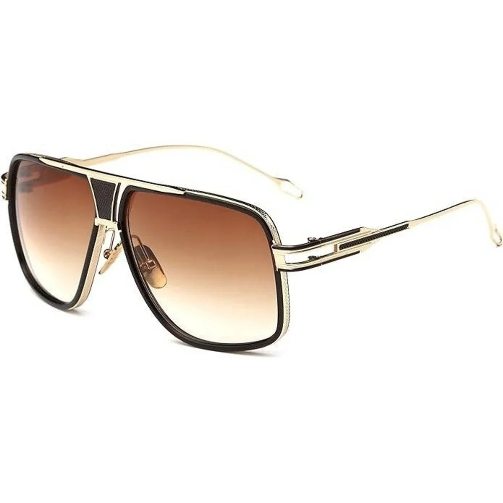 Aviator Sunglasses Mens Gold Frame Brown Lens Fashion Designer Shades Lentes New